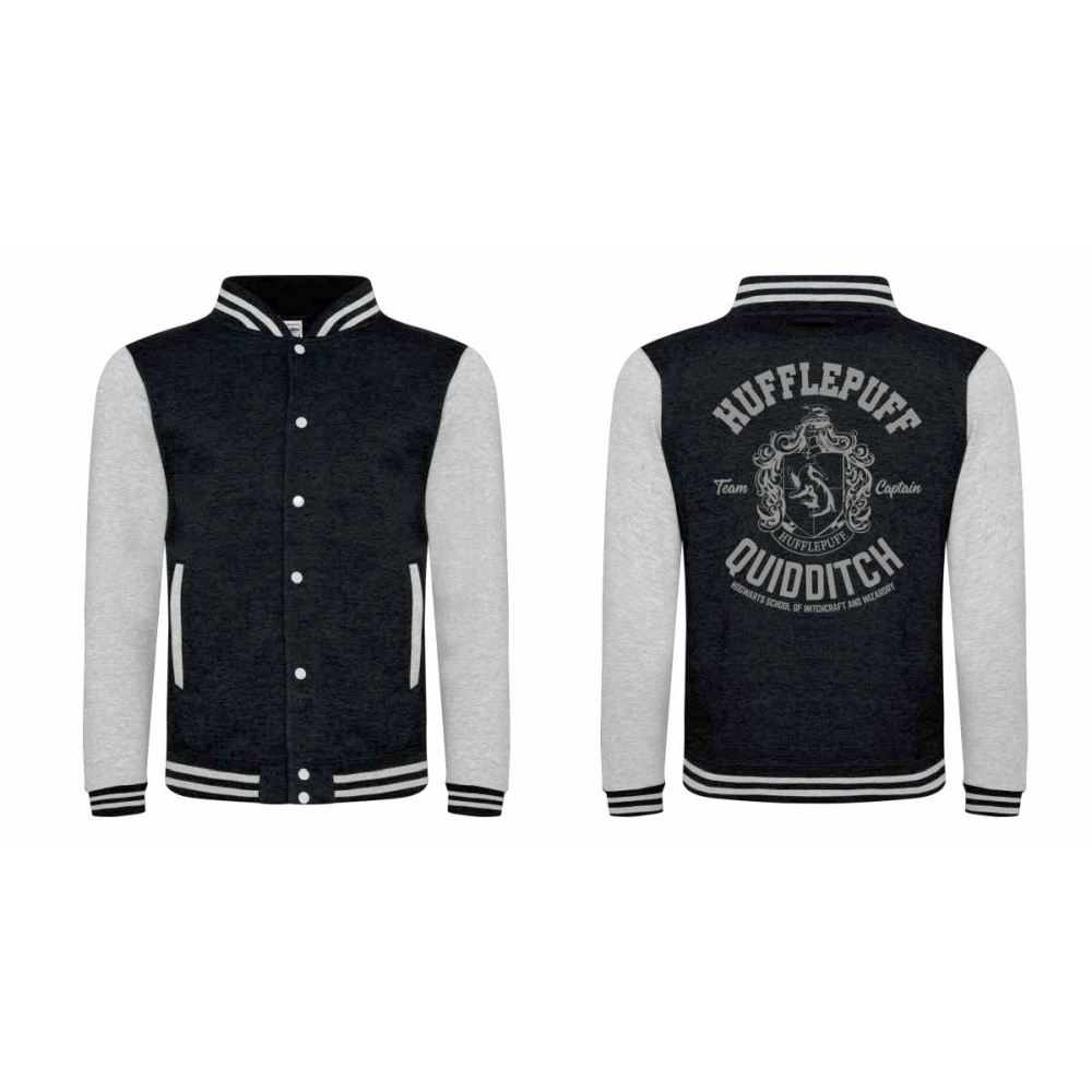 Harry Potter - Hufflepuff Quidditch Varsity jacket - Zwart/Grijs